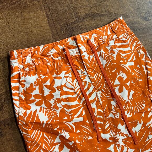 Liz Claiborne Women's Orange Floral Print Skirt Petite 4 Cotton Drawstring - Picture 6 of 6